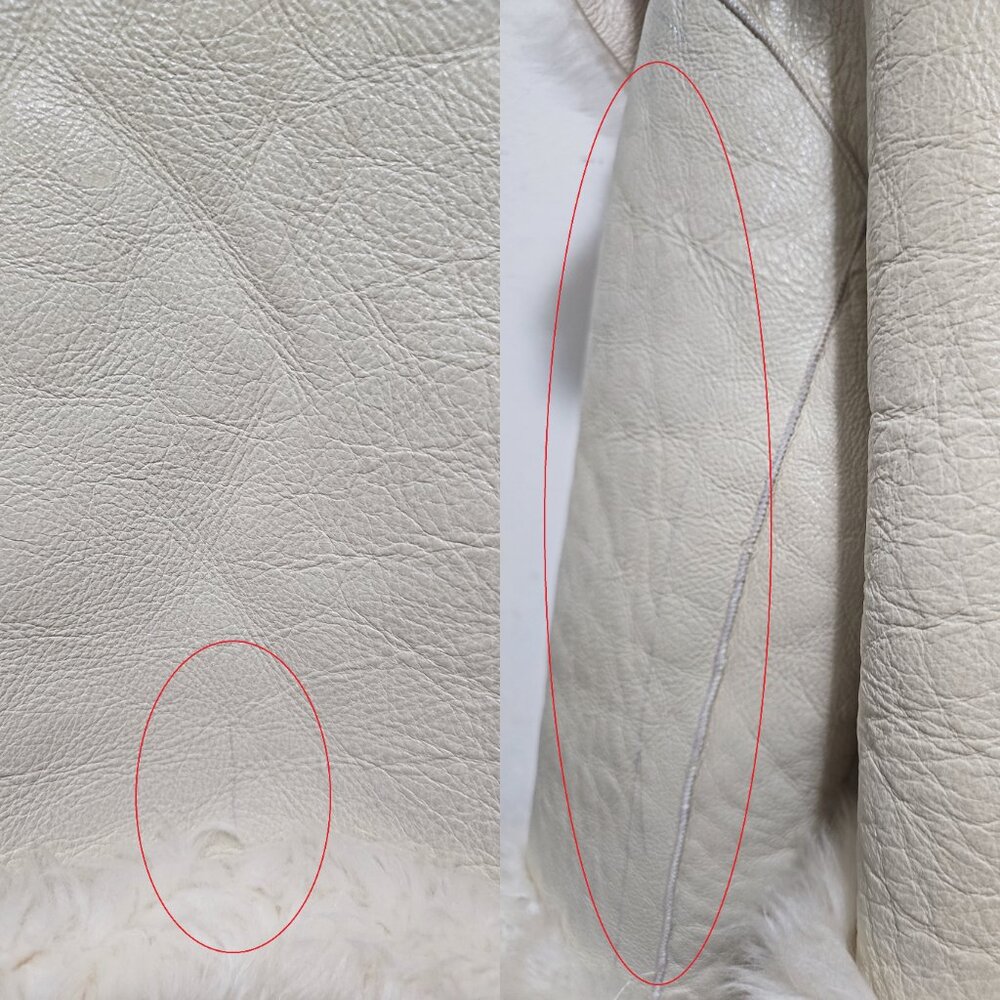 New Merino Toscana Sheepskin Shearling Lamb Fur Coat Jacket Cream White Leather - Picture 6 of 6